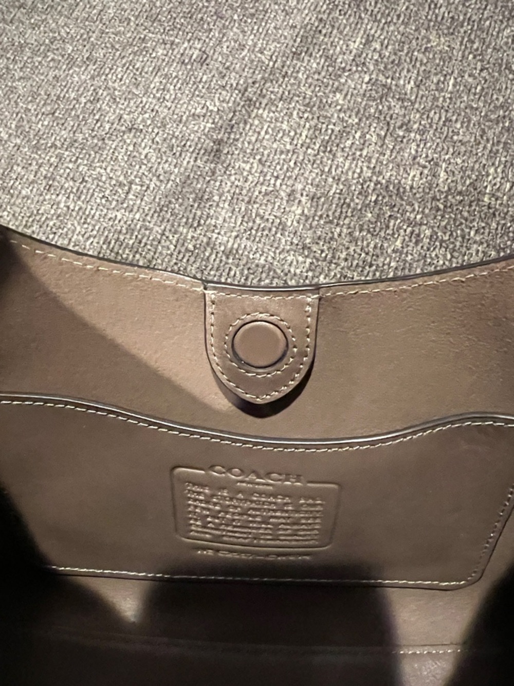 Coach Taupe Leather Shoulder Bag with Gold Chain Accents - Picture 5 of 7